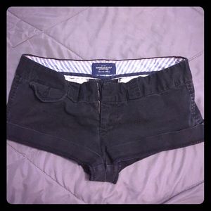 Black cotton short shorts