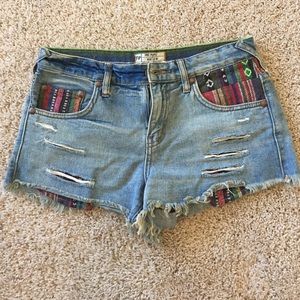 Free People rugged ripped baja denim shorts
