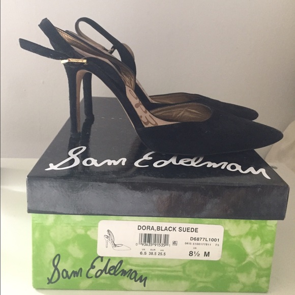 Sam Edelman 8.5 black suede "Dora" sling back pump