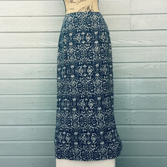Paisley Talbots High Waisted Maxi Pencil Skirt