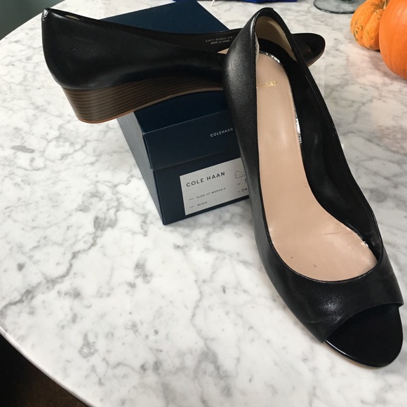 Black Peep Toe Wedge.