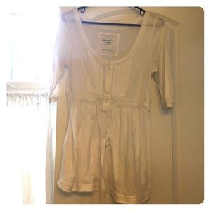 3/4 length shirt white with tie in front