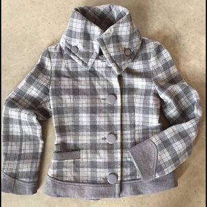 Grey wool plaid peacoat by Soia & Kyo