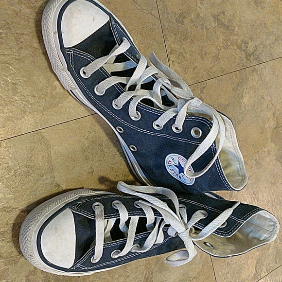 Youth blue high top converse all stars