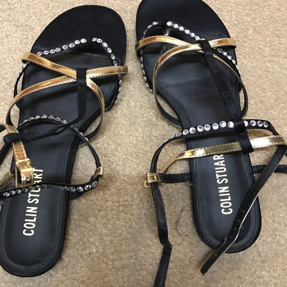 Colin Stuart strappy gold glittery sandals