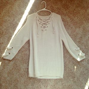 Criss cross cutout sweater