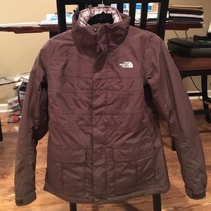 north face brown two in one winter ski jacket