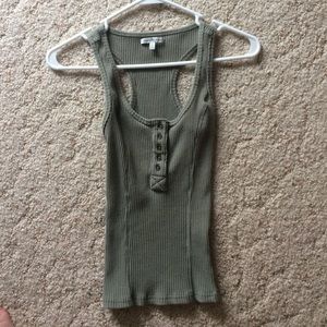 Slim Fit Olive Green Tank Top