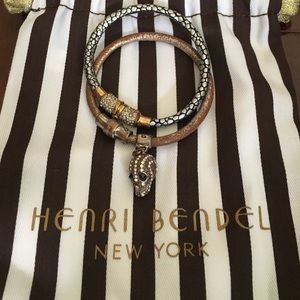 Henri Bendel  leather and brass, skull bracelets