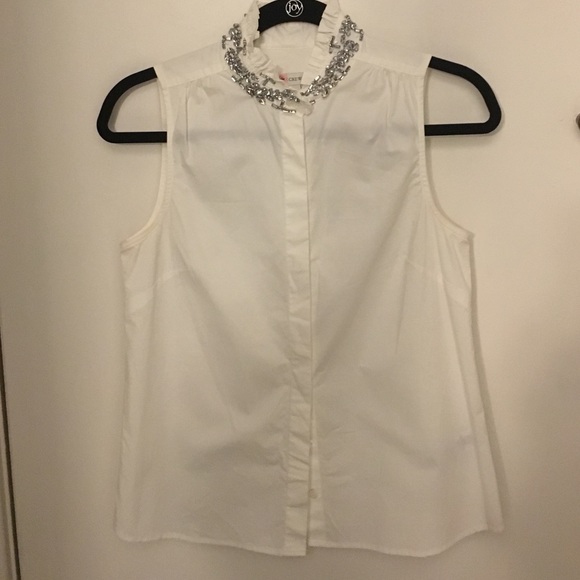 J. Crew white blouse with beaded neck