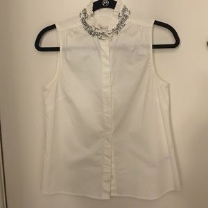 J. Crew white blouse with beaded neck