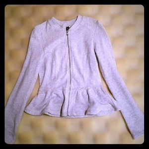 H&M Grey peplum zip up sweater