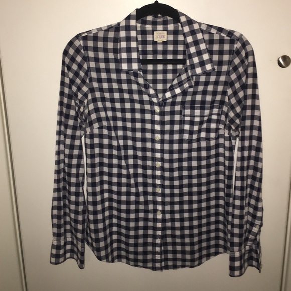 J. Crew Factory navy & white checkered button up.