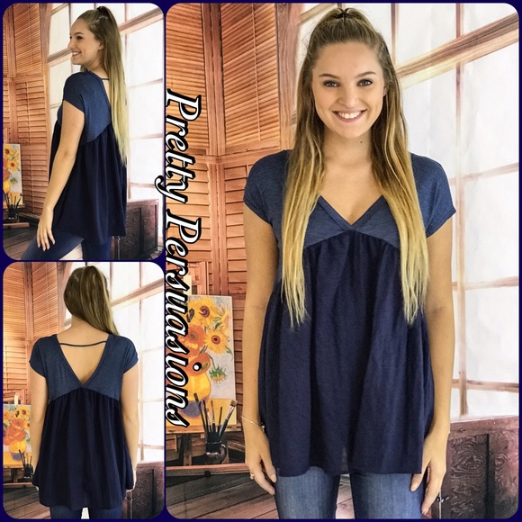 CLEARANCE‼️ NWT Denim Blue Babydoll Top - Picture 5 of 5