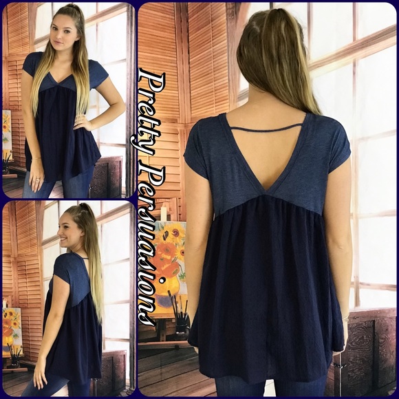 CLEARANCE‼️ NWT Denim Blue Babydoll Top - Picture 4 of 5