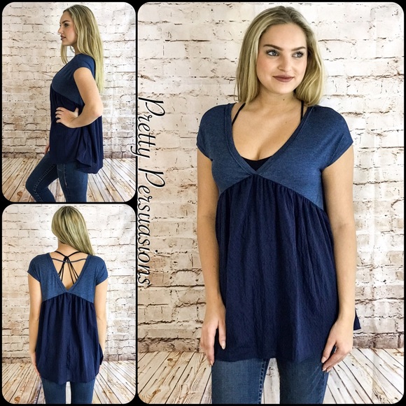 Pretty Persuasions Tops - CLEARANCE‼️ NWT Denim Blue Babydoll Top