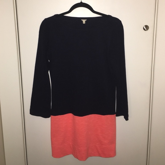 J. Crew navy & pink long sleeve Maritime dress.
