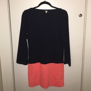 J. Crew navy & pink long sleeve Maritime dress.