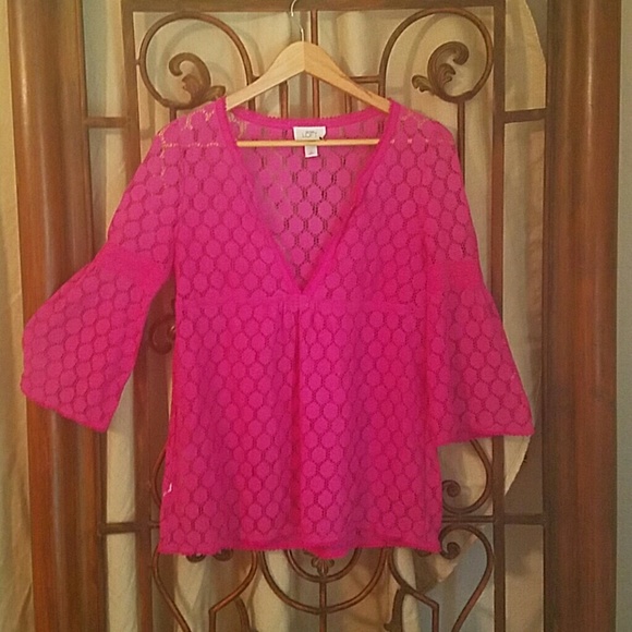 Fuscia Blouse with flared sleeves