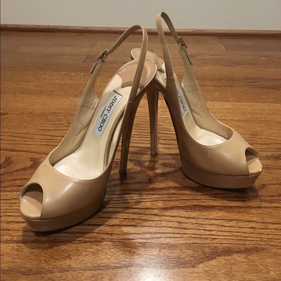 Jimmy Choo Shoes - SOLD Jimmy Choo Nude Ultrahigh Slingbacks Heels
