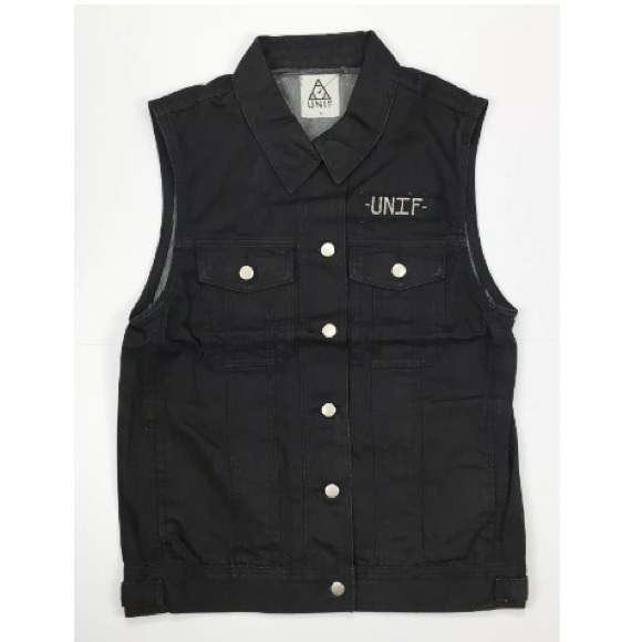 NWT Medium UNIF Black Denim Vest - Picture 2 of 4