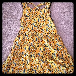 Sunflower print cross back mini dress