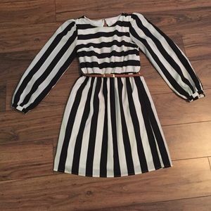 Boutique Style Black and White Striped Dress