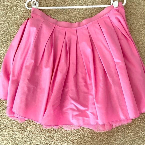 Pink flared tulle a-line skirt