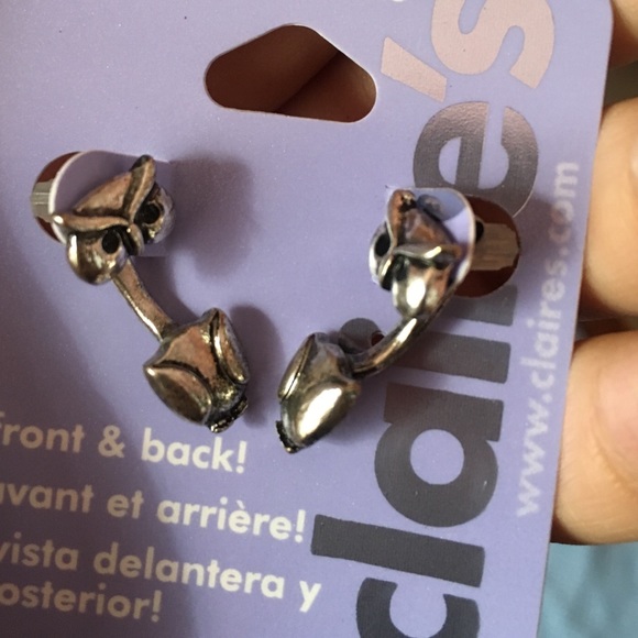 Silver owl earrings