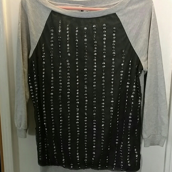 Grey  beaded sweater shirt