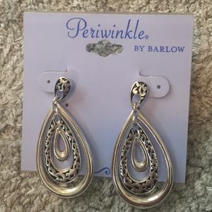 Black and silver teardrop earrings