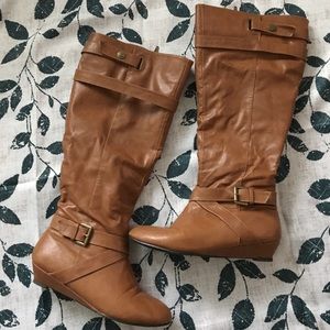 Wide calf cognac boots!