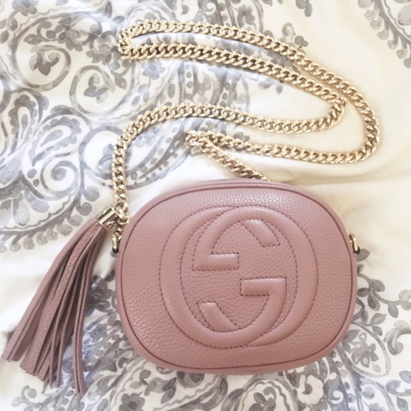 GUCCI Soho Mini Chain Disco Blush Pink Cipria Bag