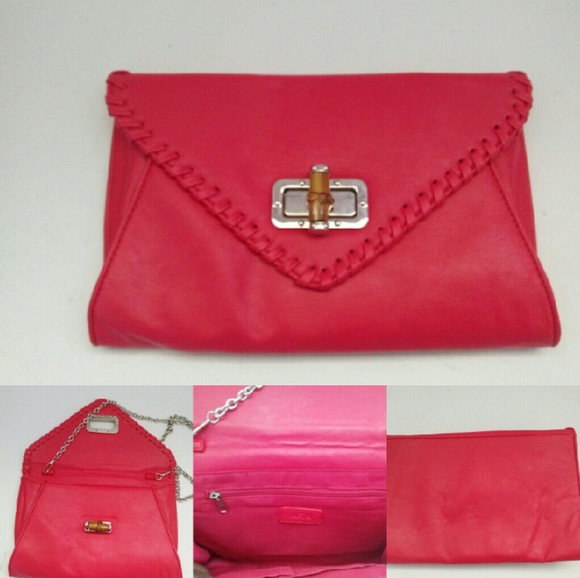 Apt. 9 Handbags - Apt9  hot pink whip stitch envelope clutch