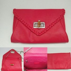 Apt9  hot pink whip stitch envelope clutch
