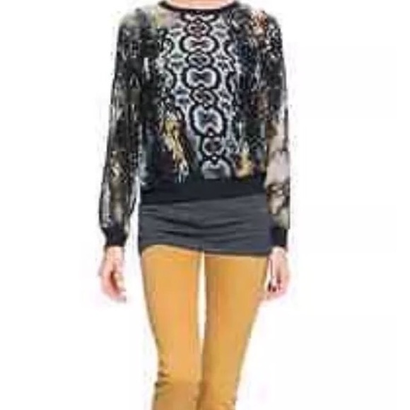 NWT Cabi Sheer Python Print Shirt M