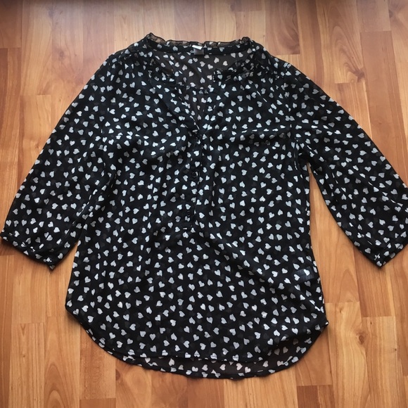 Sheer black and white blouse