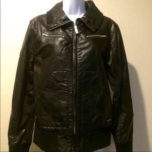 Nixon Black Faux Leather Jacket Large