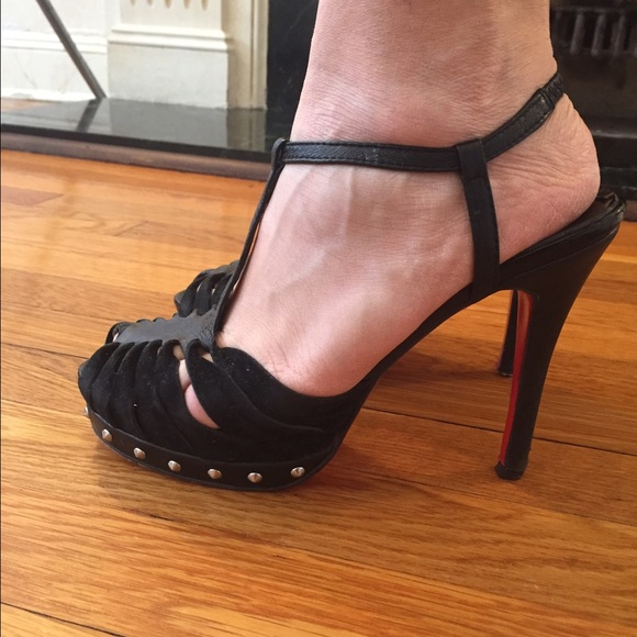 Christian Louboutin suede & leather studded black