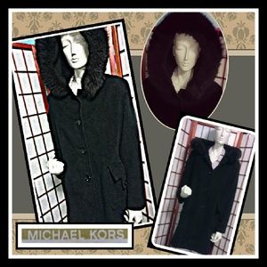 Michael Kors long, black, hooded peacoat