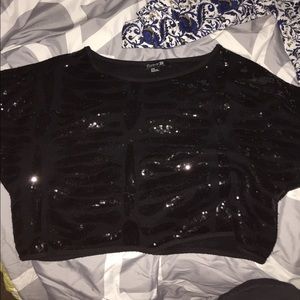 Black Sequin Crop