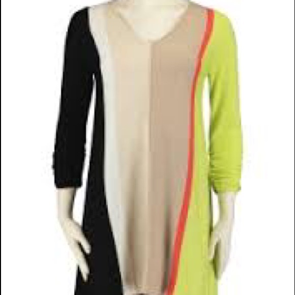 NWT Joan Vass Color Block Havana Swing Top