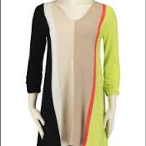 NWT Joan Vass Color Block Havana Swing Top