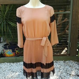Peach and black lace baby doll dress