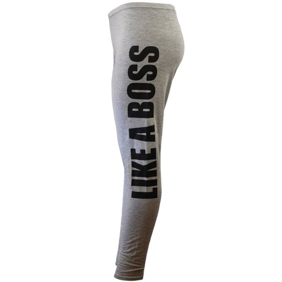Grey “LIKE A BOSS " workout leggings