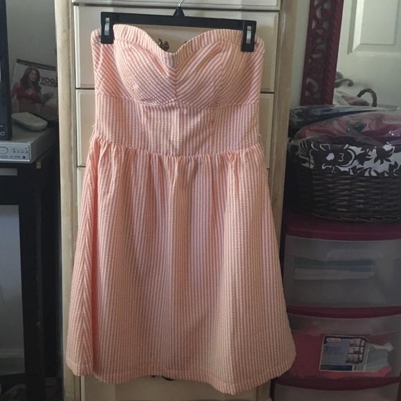 Orange and White Striped Short Dress