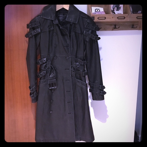 Lip Service Faux Leather Military Trench Coat