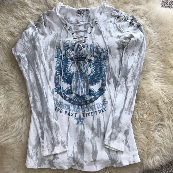 Long Sleeved Hooded Affliction Top