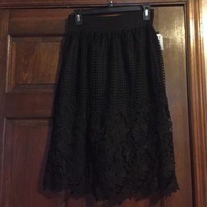 Beautiful Black Lattice Midi Skirt