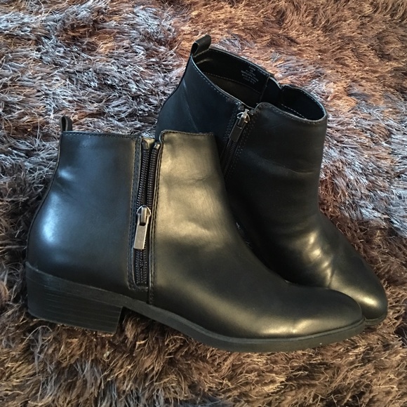 Black booties with zippers